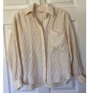 Neiman Marcus 100% Silk Blouse Vintage Cream Petite Medium (8/10) Old Money